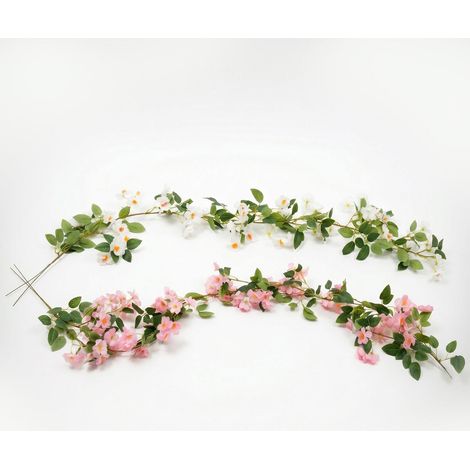 HOMESCAPES Artificial Cherry Blossom Garland, Set of 2 180cm, Pink & White (1/5)