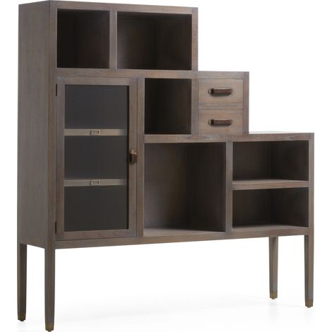Bibliothèque en bois massif de mindi marron Kazane 150cm (1/4)
