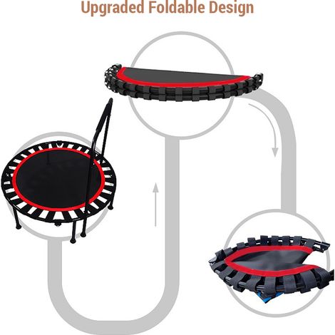 Petit trampoline de rebond pour adultes et enfants, exercice aérobique de 40 pouces avec main courante, pliable, forte charge, adapté à l'intérieur et à l'extérieur, à la maison, à la salle de sport (1/5)