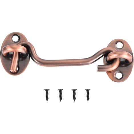 Verrou de porte de grange à crochet et œillet de 100 mm en acier inoxydable pour fenêtre, cabine, porte coulissante,Bronze rouge (1/5)