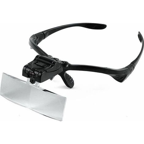 Headband Magnifier with LED Light, Hands-Free Reading Head Holder Magnifying Glasses with 5 Detachable Lenses for Reading, Jewelry, Watching (1/5)