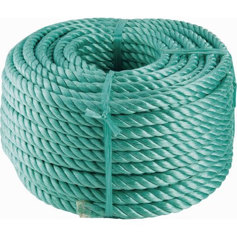 Corderies Tournonaises – Corde polypropylène 50 m haute résistance Ø 14 mm – 2500 kg de résistance – 4 torons pour usages intensifs – Coloris vert