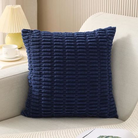 Taie d'Oreiller Carrée Housse de Coussin + Coussin Core Lit Canapé Maison Chaise Voiture Décoration Cadeau (Marine) (1/4)