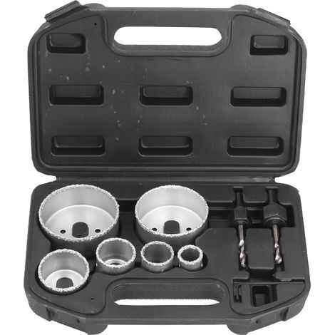 9Pcs Trépan à Percer 22-73mm Foret Scie Cloche Set Kit Carrelage Porcelaine Brique (1/5)