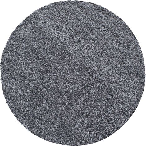 Tapis Rond Shaggy Uni Poils Longs Tapis Salon Chambre (Anthracite - 120x120cm) (1/5)