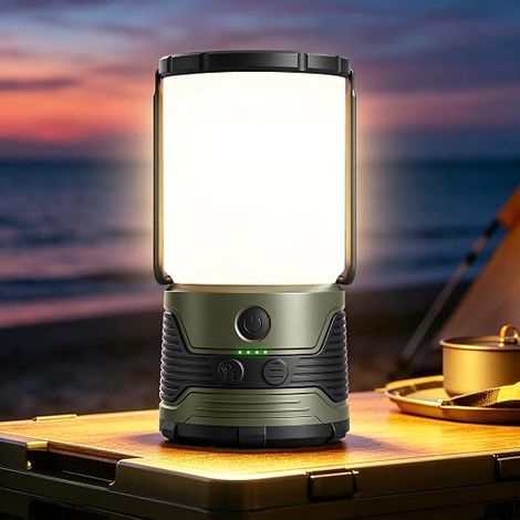 Lampe Camping Rechargeable: 1200LM et 7 Modes, Lampe Camping LED, 100+ Heures d'Autonomie avec Batterie Externe 5000mAh USB-C, Portable Lampe Tente pour Pêche, Urgence (1/2)