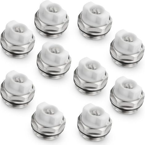 Lot de 10 Bouchons de Robinet de Purge de Radiateur Manuel - 1/2" (1/4)