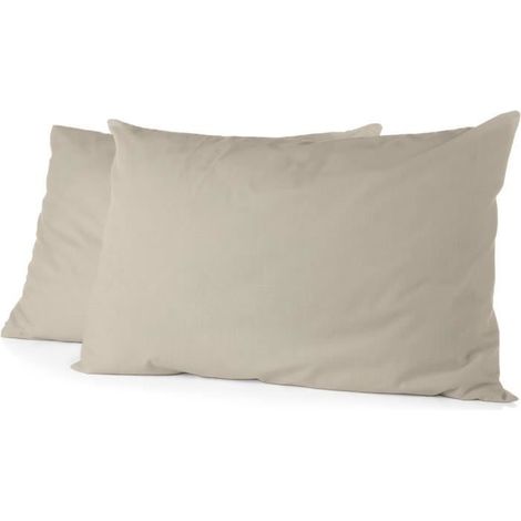 2er-Set Kopfkissenbezüge - HOME LINGE PASSION - Mikrofaser 82 g - 50 x 70 cm - Beige-Ivory