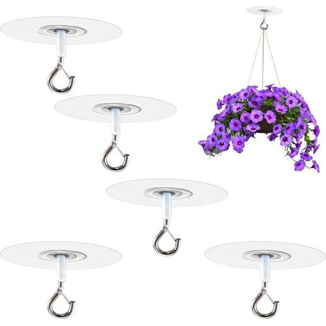 5 PC autoadhésifs de plafond en métal à coller, crochets de suspension de plafond adhésifs très résistants sans perçage Support de plafond adhésif pour, lumières, carillons, décorations (1/4)