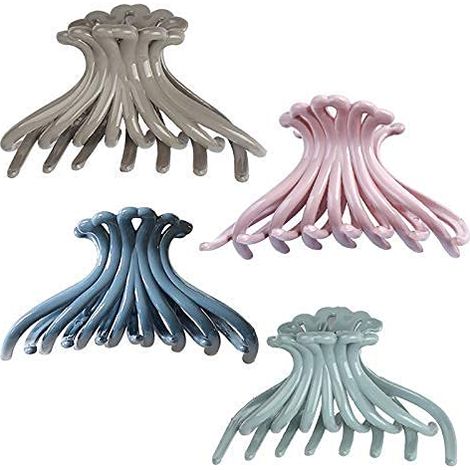 Pince À Cheveux - Pince En Alliage Avec Cordon Coloré - Forme De Pieuvre - Pour Cheveux Épais Ou Fins - Lot De 4 (1/5)