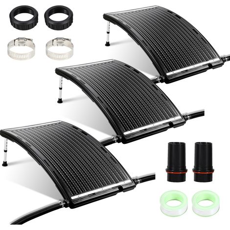 Jiubiaz 3X Système de chauffage pour piscine - Magnifique Panneau de chauffage solaire de piscine courbé 110x65 cm
