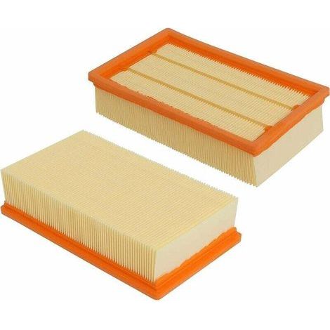 Lot de 2 filtres plats plissés compatibles avec Kärcher NT 25/1 Ap, NT 35/1 Ap, NT 35/1, NT 45/1, NT 55/1, NT 361, NT 561, NT 611 Tact, Te, M, éco pour 6.904-367.0/69043670 (1/4)