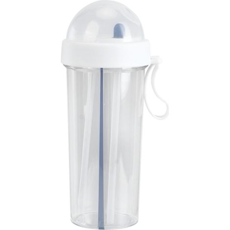 Bouteille d'eau innovante 600ml à double usage avec paille, idéale pour sport, camping et extérieur - Noir (1/5)