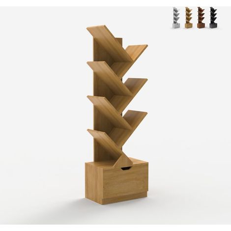 Modernes design bücherregal 8 Schublade Regale Wohnzimmer Büro Treebook 120 - Natur