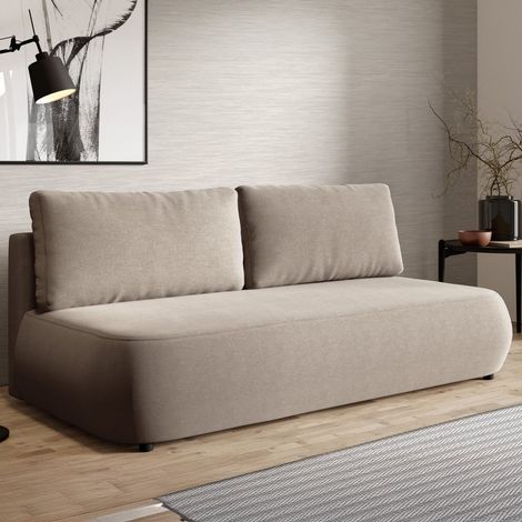 Zweisitzer Schlafsofa Brugnato, mit Stauraum, abnehmbare Kissen, verstellbar, 210x106 cm, Hellbeige (1/5)