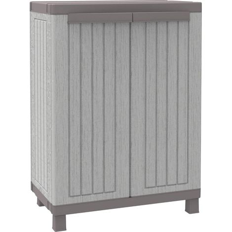 Armoire d'Intérieur et d'Extérieur à 2 Portes à Effet Bois, 1 Étagère Réglable (1/3)