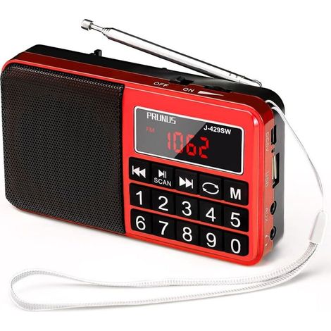 J-429 Petite Radio Portable, AM/FM/SW Radio Rechargeable avec Haut-Parleur AUX/SD/TF/MP3. Radio à Piles avec Gros Boutons et Grand écran. (Pas de Prise Charge des Stations prédéfinies) (1/5)