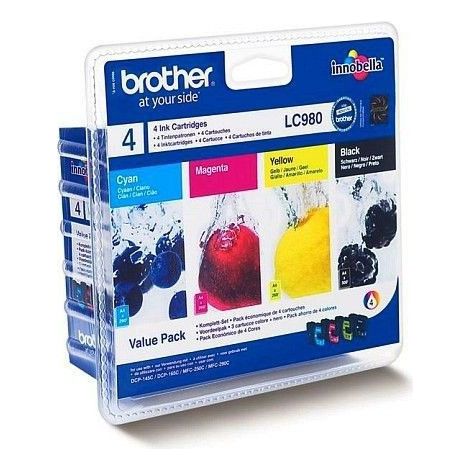Brother LC980 Pack cartouche d'encre 4 pièce(s) Original Rendement standard Noir, Cyan, Magenta, Jaune (1/2)