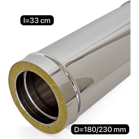 Tubo coibentato per canna fumaria cm 33 d 180/230 mm  sp 0,5 mm  acciaio 316