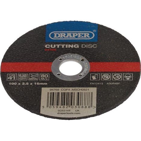 Draper 94769 Metal Cutting Disc, 100 x 2.5 x 16mm (1/2)