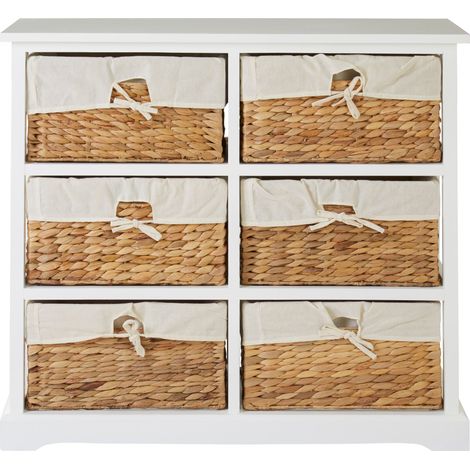 Premier Housewares White Chest of Drawers Chester Drawers For Bedroom Acacia Wood Drawers Storage Bedroom TC Material Chest Drawers W83 x D33 x H72cm (1/5)