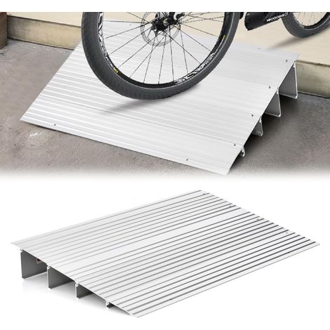 COSTWAY Rampe de Seuil de Porte de 10,5cm avec Hauteur Réglable, Rampes de Trottoir en Aluminium Surface Antidérapante Charge 317KG, pour Fauteuils Roulants, Déambulateurs, Scooters