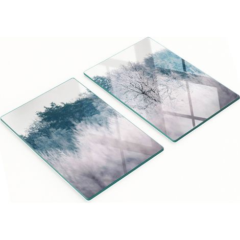 Planches à découper en verre résistantes et élégantes, motif sapin d'hiver, 2 x 40 x 52 cm (1/5)