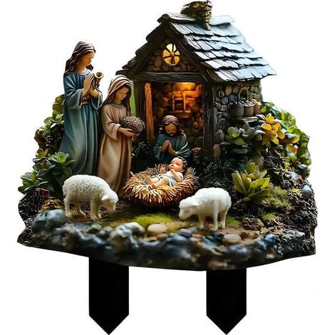 Figurine Nativité - Statue Acrylique Sainte Famille - Décoration de Noël pour Intérieur Table Cheminée - Lot de 3 (1/5)