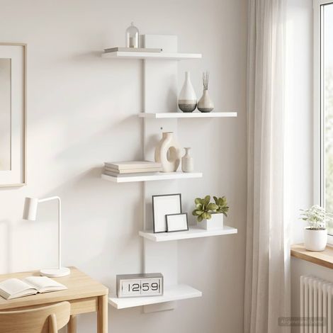 Mensola a muro flottante Bianco 48,5 x 15 x 101 cm vidaXL