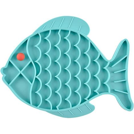 Gamelle dalimentation Lente, gamelle Chat Anti glouton, 1 pièces gamelle Anti-glouton, Fabriqué en Silicone sûr, Non Toxique, Anti-étouffement, pour Chats, Chiens (19 x 24,5cm, Bleu) (1/4)