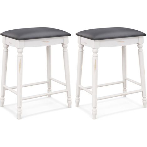 Set of 2 Bar Stools Dining Counter Height Chair Modern Upholstered Pub Stool 24” (1/5)