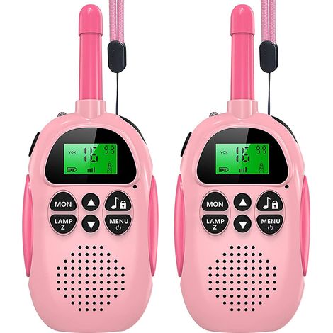 Lot de 2 talkies-walkies rechargeables pour enfants - Cadeau idéal pour Noël ou un anniversaire, avec lampe torche intégrée, pour les activités de plein air, le camping et la randonnée.