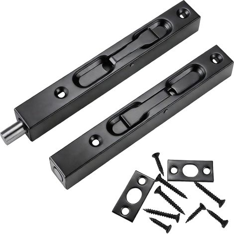 Lot de 2 loquets coulissants pour porte dissimulée en acier inoxydable 304 brossé pour portes françaises en bois (finition vert-de-gris) (1/5)