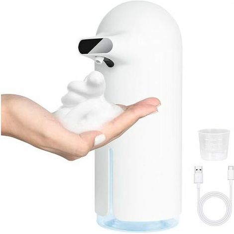 royaluxe -Distributeur Savon Automatique, 350ML Distributeur de Savon Rechargeable sans Contact Mains Libres avec Capteur Infrarouge, Distributeur Savon pour Bains Appropriée, Cuisines, Hôtel, Restaur (1/5)