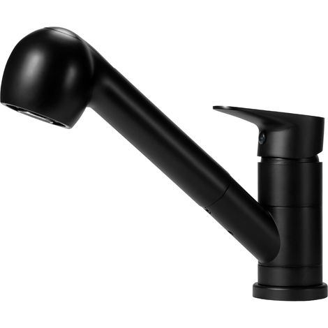 2 Modes Robinet de Cuisine Douchette Extractible Robinet de cuisine mitigeur Mitigeur Cuisine Rotatif à 360°,  de Jet, et Chaude pour Évier Cuisine ou Lavabo,Noir (Modèle court - C)
