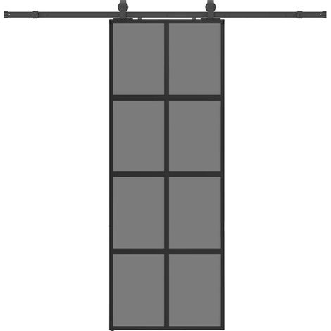 Maison Exclusive - Porte coulissante kit quincaillerie noir 76x205 cm verre trempé