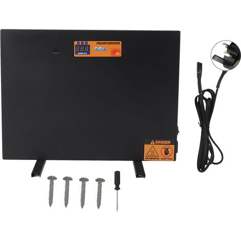 Panneau chauffant pour poulailler 150W Noir avec thermostat, protection anti-surchauffe, écran digital, arrêt automatique, antidérapant, prise UK 220V (1/5)