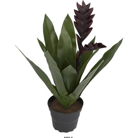 Bromélia fleurie artificielle en pot, H 40 cm Mauve violet - couleur: Mauve violet