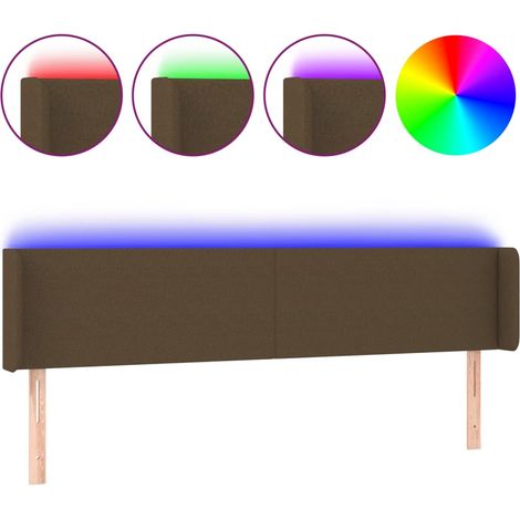 Maison Exclusive - Testiera a LED Marrone Scuro 183x16x78/88 cm in Tessuto