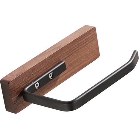Walnut Wood Tissue Holder Towel Holder Multiuse Save Space Wooden Toilet Paper Holder Toilet Paper Roll Rack Garage Kitchen, Black (1/5)
