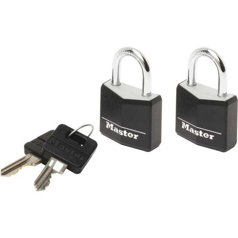 Vorhängeschloss master lock 2er Set Aluminium schwarz 20 mm