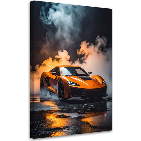 Tableau déco Voiture de sport orange 60x90 (1/4)