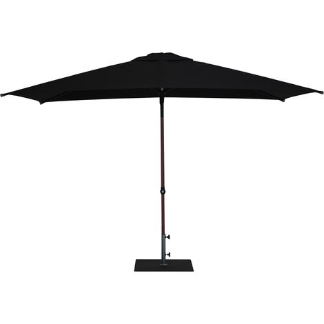 Ombrellone da Giardino 3x2 m Palo Ø38 mm in Alluminio Effetto Legno Tessuto Olefin Trend Wood Nero (1/5)