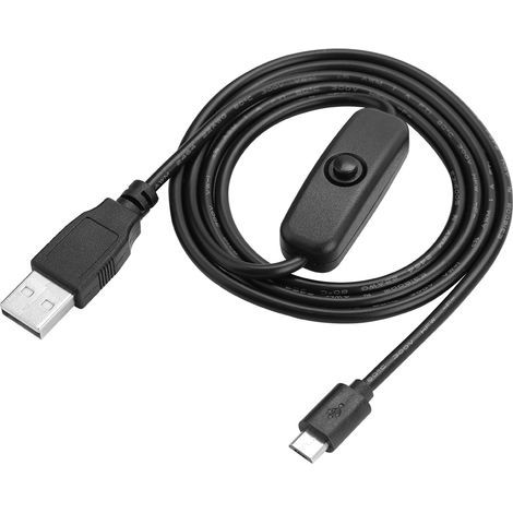 Cble de charge d'alimentation micro USB avec interrupteur marche-arrêt pour Raspberry Pi 3/2/B/B+/A. (1/5)