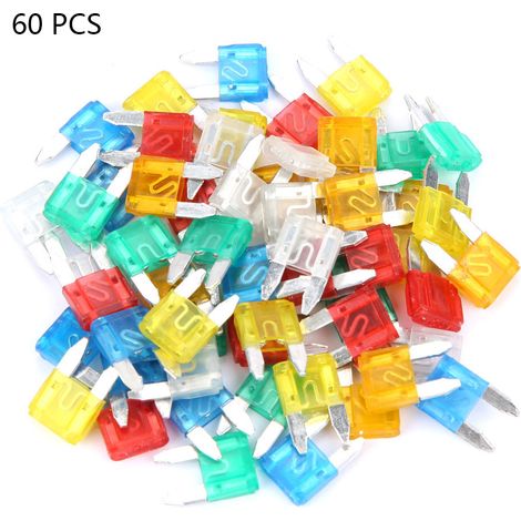Assortiment de fusibles à Mini lame, profil multicolore, petite taille, pour voiture et camion, 60 pièces (S)