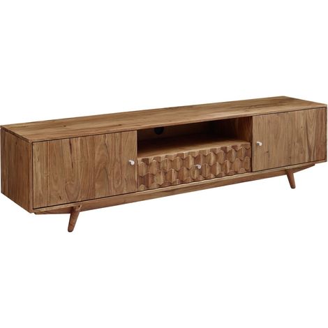 Meuble TV 188x40 Acacia laqué Bois naturel MOSAYK 105