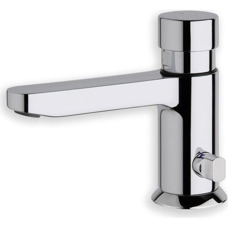 Cristina Ondyna – Robinet temporisé lave-mains 111mm – Économie d'eau 13 secondes – Finition chromée – Flexibles inox avec clapet anti-retour - Q523251 (1/2)