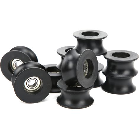 Lot de 10 Roulettes à Rainure en U, Galet Guide Rail avec Roulement 608ZZ, Poulie Nylon Revêtu pour Porte Coulissante (1/5)