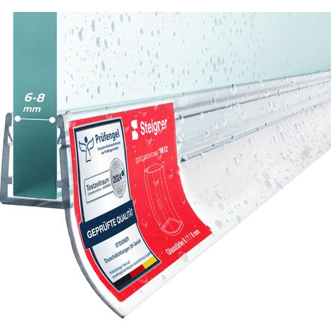 STEIGNER Joint de douche pour paroi en verre, 170cm, vitre 6/ 7/ 8 mm, joint d'étanchéité PVC droit pour les cabines de douche réctangulaires, UK12