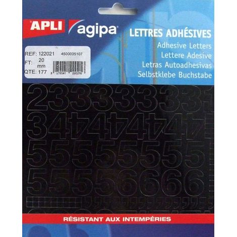 Autocollants Chiffres Noirs APLI 20mm - 177 pièces (1/2)